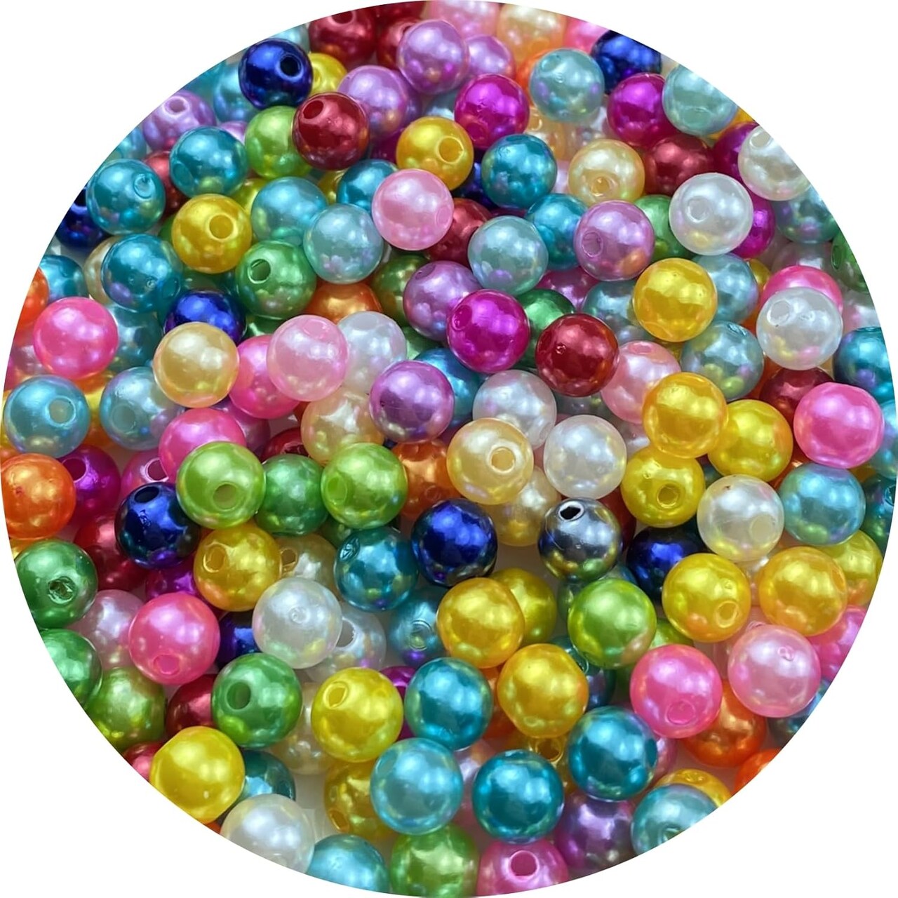 300pcs Pearl Beads 8mm Round Pearl Beads with Hole for DIY Bracelet Necklace Jewelry Making Supplies Handmade Craft(Mix Colors)